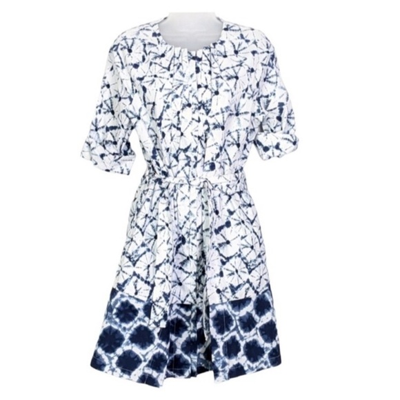 Kaktus Blue & White Print Button Front Shirt Dress Size XXL 2X - Picture 1 of 8